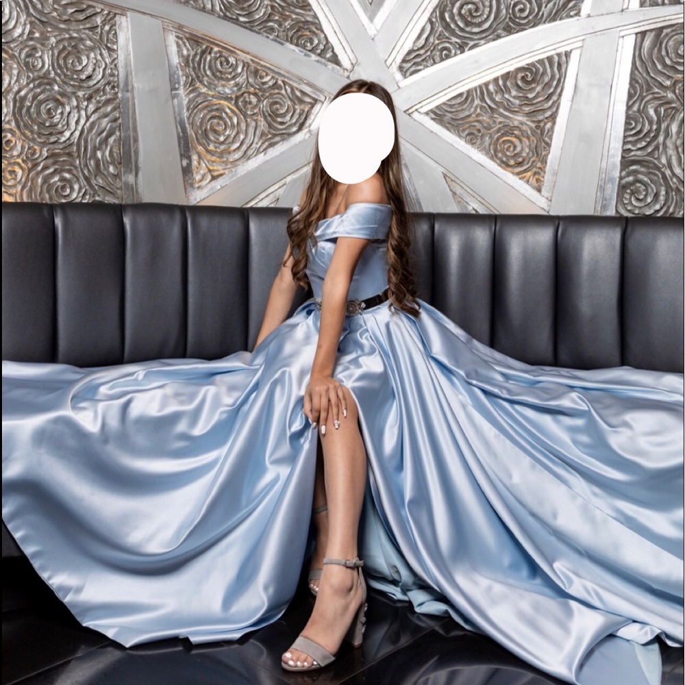 Light Blue Sweet 16/ PROM off the shoulder dress